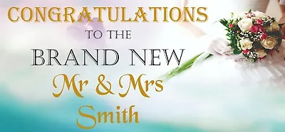 £6.95 • Buy 2 PERSONALISED Congratulations Wedding Banners Party Decorations Mr & Mrs 003