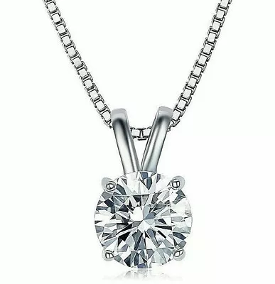 2 Ct Round Cut FL/D GRA Moissanite Solitaire Pendant 18  Necklace 14K White Gold • $149