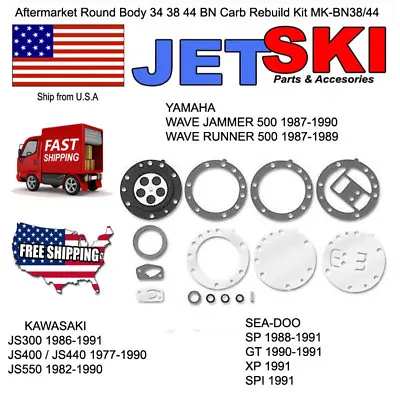 Mikuni Bn Carb Rebuild Kit Kawasaki Jet Ski Bn38 Bn44 Bn 38 44 Js 300 440 550 (f • $15.84