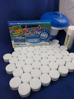 £18.99 • Buy 50 Chlorine Tablets + Dispenser + Testing Strips Kit For Hot Tub Spa Jacuzzi