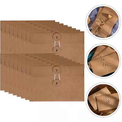  20 Pcs Kraft Envelope Paper Vellum Envelopes For Invitations Brown Tie • £11.19