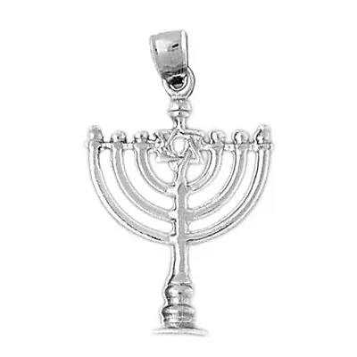 Rhodium Plated 925 Sterling Silver Menorah Pendant • $45.99