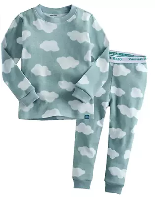 $9.99 • Buy Vaenait Baby 100% Cotton 2 Piece Pyjama Set Blue With White Clouds US Size 10, M