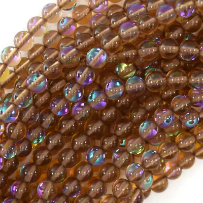 Brown Mystic Aura Quartz Round Beads Gemstone 15  Strand 6mm 8mm 10mm • $4.99