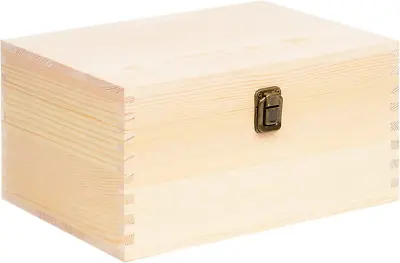 $33.97 • Buy Large Rectangle Unfinished Pine Wooden Box Natural DIY Craft Stash Wood Boxes