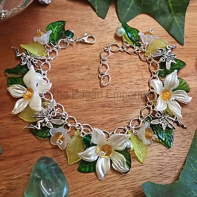 Twilight Flower Fairy Bracelet Handmade Pagan Jewellery Fae Jasmine Moonflower • £11