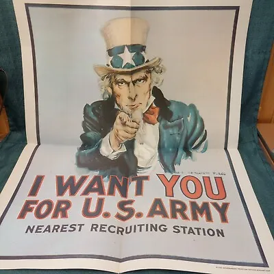 1975 Uncle Sam Poster I Want You For U.S. Army 28x22 • $20