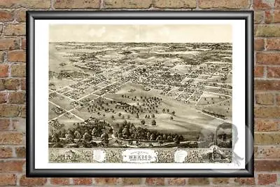 Old Map Of Mexico MO From 1869 - Vintage Missouri Art Historic Decor • $34.99