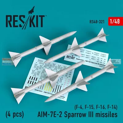 RESRS480321 1:48 ResKit AIM-7E-2 Sparrow III Missile Set (4 Pcs) • $15.99