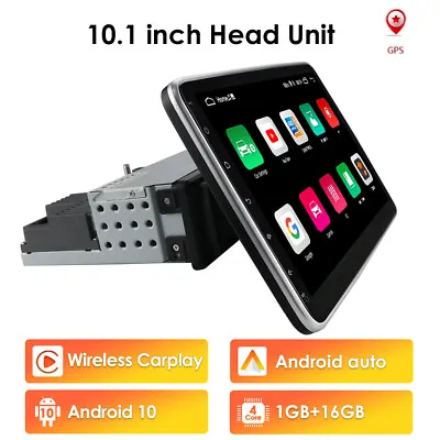 $157.69 • Buy 10.1  Single-DIN Apple CarPlay &Android Auto Car Stereo Radio GPS Rotabte Screen