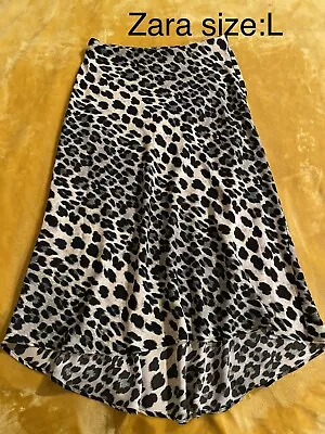 Zara Black Gray Leopard Cheetah Maxi Skirt |large| • $15