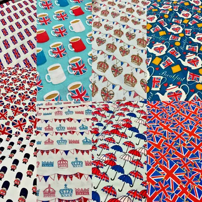 British Coronation Theme 100% Cotton Printed Quilting Fabric M1722 • £2.50