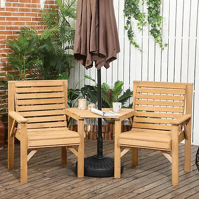 Wooden Garden Love Seat 2 Seater Companion Seat W/ Coffee Table • £124.99