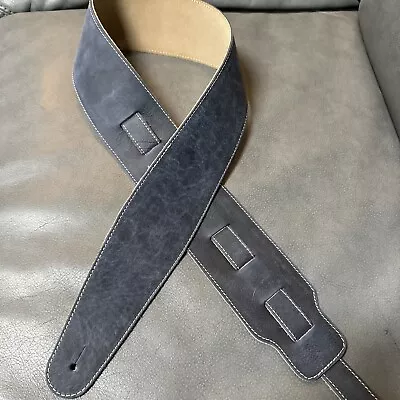 Leather Guitar Strap - Navy -  3’ Wide • $29