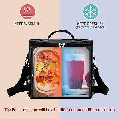 Thermal Insulated Lunch Bag Cool Bag Picnic Adult Kids Food Storage Lunch Box UK • £8.49