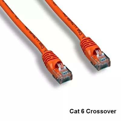 Orange 25Feet Crossover Cat6 UTP Ethernet Patch Cord 550MHz Snagless Molded Boot • $12.72