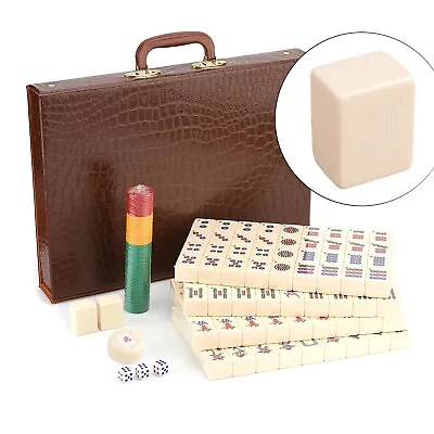 Chinese Mahjong Set X-Large 144 Ivory Color Tile 1.5  Tiles Mah-jongg With Case • $54.99