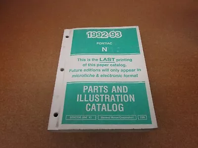 1993 1992 Pontiac Grand Am Illustrated Parts Book Catalog Manual • $30