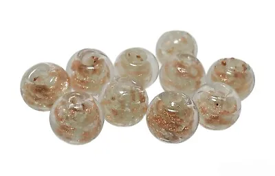 Vintage Italian Murano Glass Spacer Beads Loose Clear & Copper Swirl Lot 10-9mm • $8.99