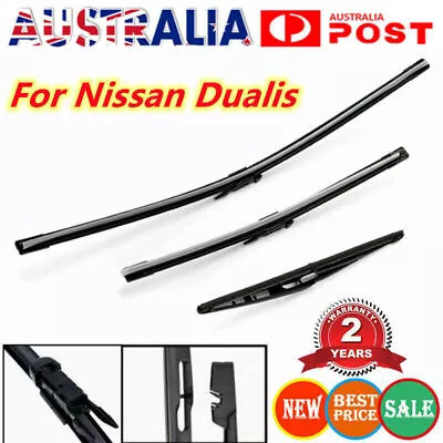 3PCS Front Rear Windscreen Wiper Blades For Nissan Dualis +2 J10 JJ10 2006-2013 • $15.99