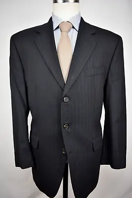 Ralph Lauren Black Striped 100% Wool Three Button Two Piece Suit Size: 40R • $89