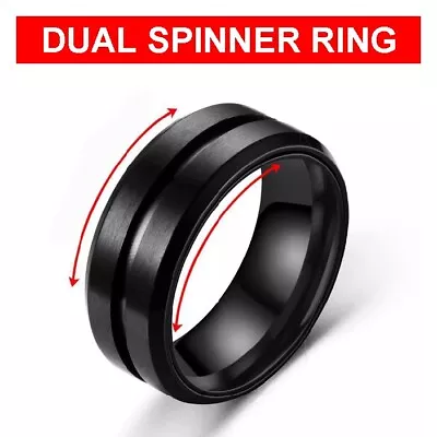 Anxiety Spinner Rings Fidget Ring DUAL SPINNER Stainless Steel Ring Men Women • $7.99