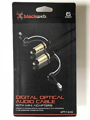 BLACKWEB 6 FT Digital Optical Audio Cable With Mini Adapters•5.1 Surround-Sound! • $6.99