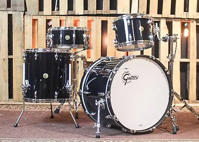 Gretsch USA Custom Solid Black Nitron Drum Set - 2212166.5x14 - SO#1282646 • $4314