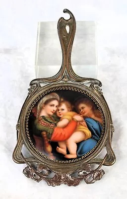 Antique Porcelain Plaque Madonna Of The Chair After Raphael Firenze Dated 1912 • $750