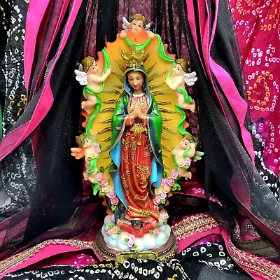  Virgen De Guadalupe Statue With Angeles 12  Our Lady Of Guadalupe Statue   • $60