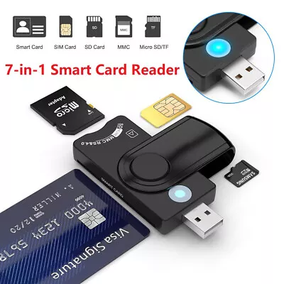 7in1 USB Smart Card Reader SIM/CAC/DOD/SDHC/SDXC/SD/Micro SD Memory Card Adapter • $14.49