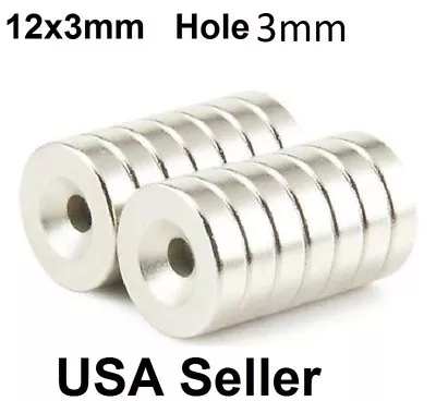 50 100 Strong Countersunk Ring Magnets 12 X 3mm Hole 3mm Rare Earth Neodymium • $9.99