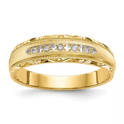 14K Yellow Gold 1/20 Carat Diamond Trio Mens Wedding Band Ring • $652