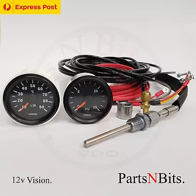 VDO 12v PYROMETER PYRO EGT GAUGE KIT AND 15 PSI BOOST GAUGE VDO LINE KIT • $437.55