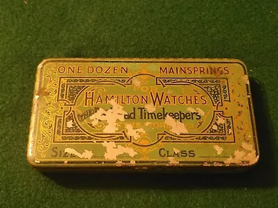 TIN Container HAMILTON WATCHES RAILROAD TIMEKEEPER S MAINSPRINGS • £11.87