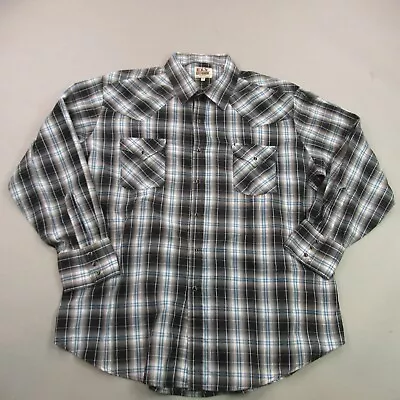 Ely Cattleman Shirt Mens 2XL Long Sleeve Snap Front Pockets Plaid Casual Western • $19.97