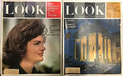 Lot Of 2 Vintage LOOK Magazines 1963 - In Memory Of JFK Jacqueline Kennedy • $7.50