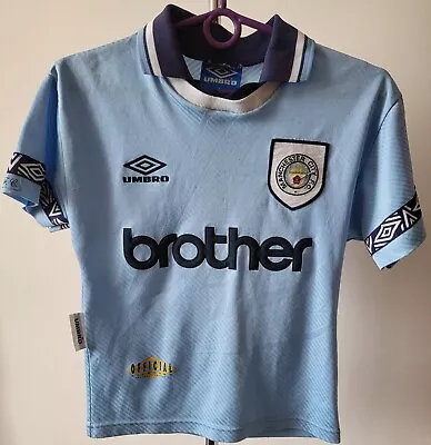 Manchester City 1993 - 1995 Home Football Umbro Shirt Size B Boys • $40