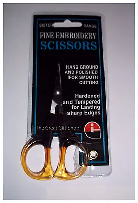 Fine Embroidery Scissors 4  Stainless Steel Two-Tone Acrylic Handles Small Sewin • £4.25