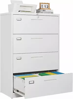 Metal 4 Drawer Lateral File Cabinet Metal Filing Storage Cabinet With Lock Home • $189.99