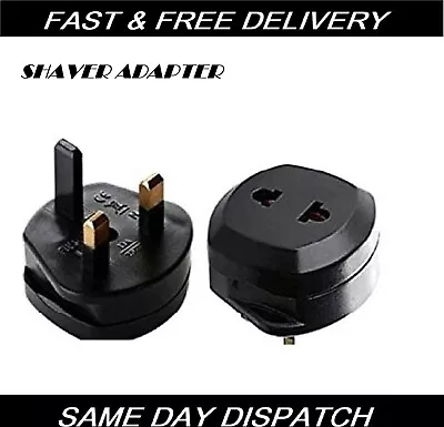 Black 2 Pin To UK Plug Shaver Adapter 1A Fused For Electric Shaving Toothbrush • £34.85