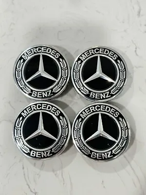 Mercedes Benz Wheel Rim Center Hub Caps AMG 75MM Black Chrome Aftermarket • $14.99