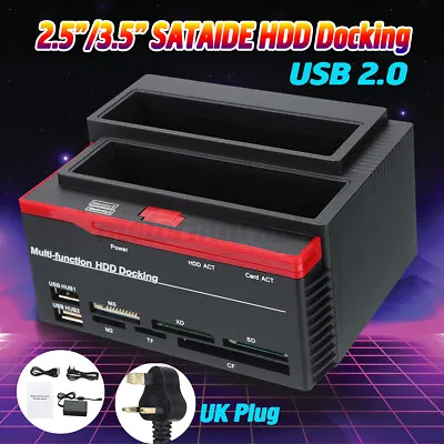 £22.95 • Buy 2.5/3.5'' SATA IDE HDD Hard Drive Docking Clone Card Reader USB2.0 Dock Usb UK