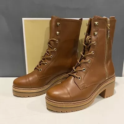 Michael Kors Anaka Combat Boot Leather 40F9ANMESL Brown Size 6 Women • $69