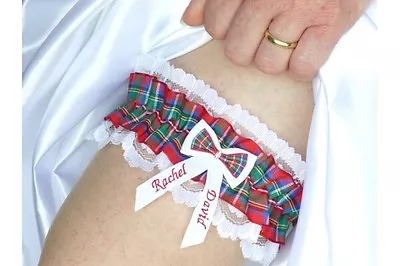 Personalised Tartan Wedding Garter In Personalised Gift Box - Royal Stewart • £15