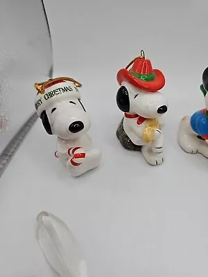 6 SNOOPY PEANUTS Vintage Christmas Ornaments Ceramic 1958/1972 Woodstock Plus 2 • $50
