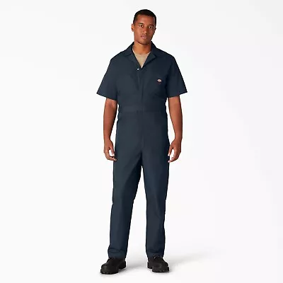 New Dickies Short Sleeve Coveralls L Large Regular Dark Blue Cotton Blend Men's • $32.95