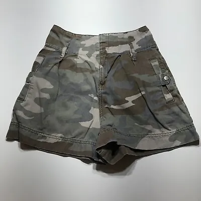 £14.51 • Buy Topshop Shorts Womens Size 4 Camo Canvas High-Rise Lined Embellished Pocket