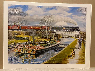 Canal Boat Landscape Art Print  Passing By  By Kevin Parrish. • £11