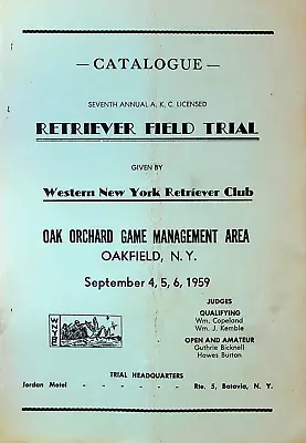 Retriever Field Trial Program Western New York Club September 1959 Oakfield NY • $28.23
